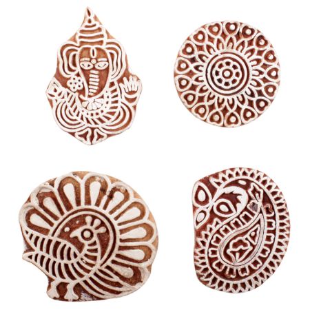 Set of 4 Piece New Mix Wooden Printing Block